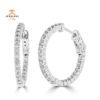 14KT WHITE GOLD 1.00CTW DIAMOND IN/OUT HOOP EARRINGS