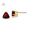 14KT YELLOW GOLD 3.20 CTW TRILLION GARNET STUD EARRINGS