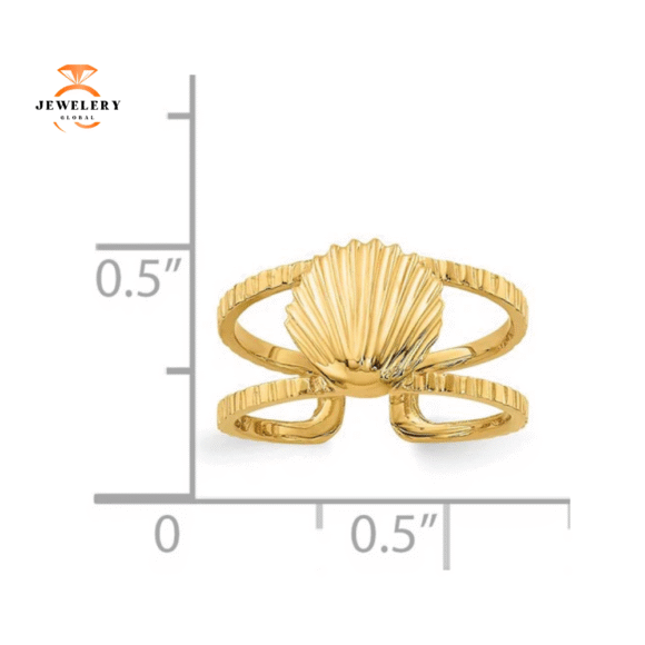 14KT YELLOW GOLD SHELL TOE RING - Image 2