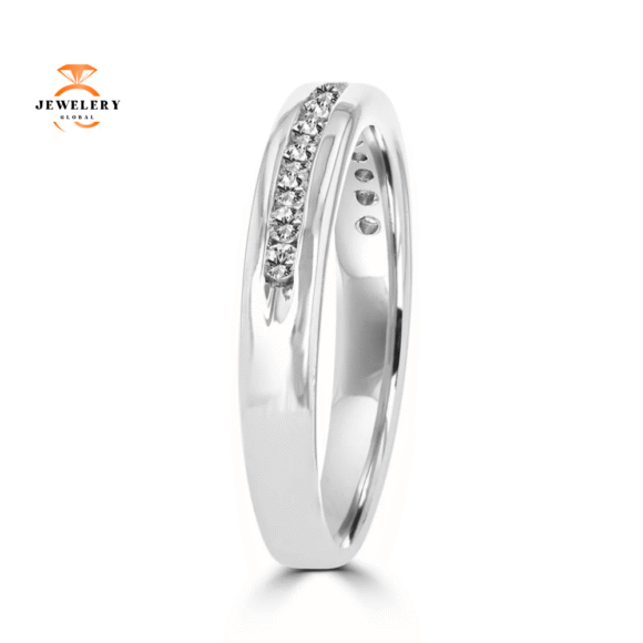 14KT WHITE GOLD 1/4 CTW DIAMOND CHANNEL SET BAND - Image 2