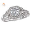 14KT WHITE GOLD 1/5 CTW DIAMOND HALO SETTING FOR 1 CT ROUND