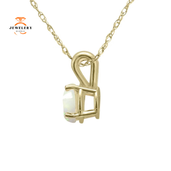 14KT YELLOW GOLD 5MM ROUND OPAL NECKLACE - Image 2