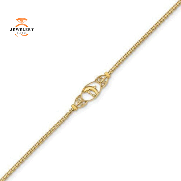 14KT YELLOW GOLD POLISHED DOLPHIN ANKLET