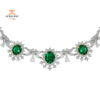 JULEVE 18KT WHITE GOLD 52.59 CTW EMERALD & 33.83 CTW DIAMOND NECKLACE