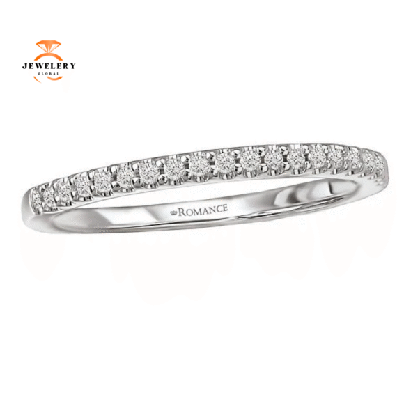 14KT WHITE GOLD 1/10 CTW 19 STONE DIAMOND WEDDING BAND