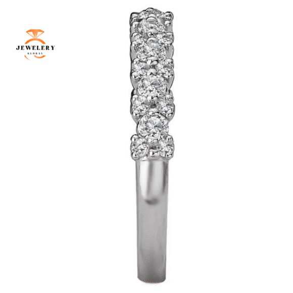 14KT WHITE GOLD 3/8 CTW DIAMOND SINGLE, DOUBLE BAND - Image 2