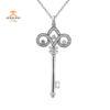 14KT White Gold Diamond Key Pendant