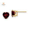 14KT YELLOW GOLD 2.60 CTW HEART GARNET STUD EARRINGS