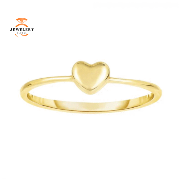 EMILIQUE 14KT YELLOW GOLD MINI PUFFED HEART RING