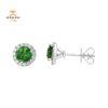 JULEVE 1.46 CTW CHROME TOURMALINE & 0.45 CTW DIAMOND HALO STUD EARRINGS