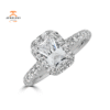 JULEVE 14KT GOLD 1 1/2 CTW DIAMOND EMERALD HALO RING