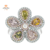 Juleve 18KT White Gold 2.88 CTW Diamond Flower Ring