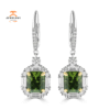 JULEVE 18KT WHITE GOLD 5.06CT GREEN GARNET & 1.44CTW DIAMOND DANGLE EARRINGS