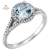 14KT WHITE GOLD 1.60 CT AQUAMARINE & 1/6 CTW DIAMOND HALO RING