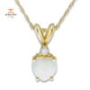 14KT YELLOW GOLD HEART OPAL AND DIAMOND NECKLACE