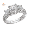 18KT 7/8 CTW Diamond 3 Stone Milgrain Setting For 1.50-2 CT Round