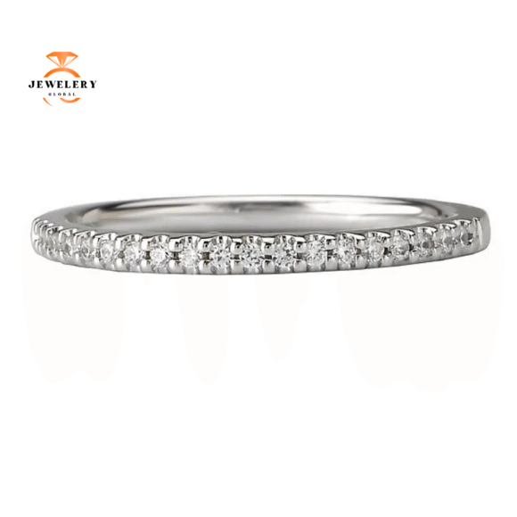 14KT WHITE GOLD 1/10 CTW 19 STONE DIAMOND WEDDING BAND - Image 2