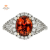 JULEVE 2.49 CT REDDISH ORANGE SAPPHIRE & .91 CTW DIAMOND RING