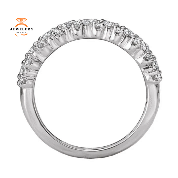14KT WHITE GOLD 3/8 CTW DIAMOND SINGLE, DOUBLE BAND - Image 3