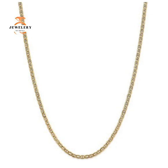 14KT YELLOW GOLD 3.2MM SEMI SOLID ANCHOR CHAIN NECKLACE- 4 LENGTHS