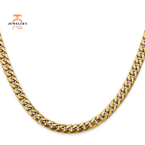 14KT YELLOW GOLD 5MM SEMI SOLID MIAMI CUBAN CHAIN - 5 LENGTHS