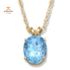 14KT YELLOW GOLD OVAL BLUE TOPAZ NECKLACE