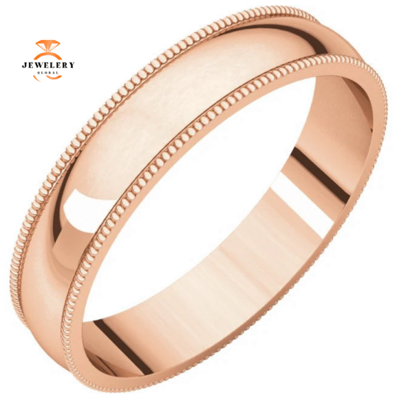 WOMEN'S 14KT GOLD 4MM LIGHTWEIGHT MILGRAIN WEDDING BAND