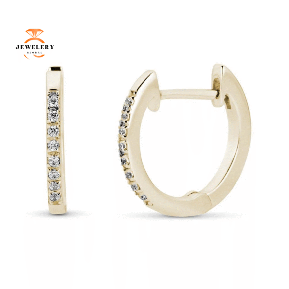 EMILIQUE 14KT GOLD PETITE 0.08 CTW DIAMOND HOOP EARRINGS - Image 2
