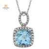 14KT WHITE GOLD SKY BLUE TOPAZ AND DIAMOND NECKLACE