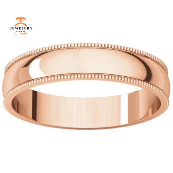 WOMEN'S 14KT GOLD 4MM LIGHTWEIGHT MILGRAIN WEDDING BAND - Image 2