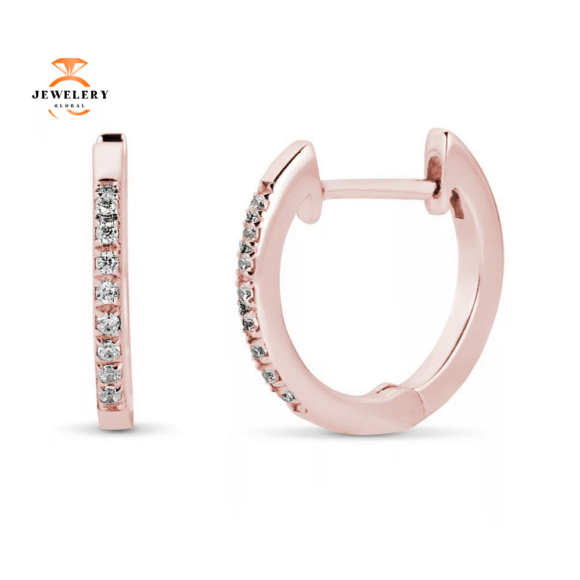 EMILIQUE 14KT GOLD PETITE 0.08 CTW DIAMOND HOOP EARRINGS - Image 3