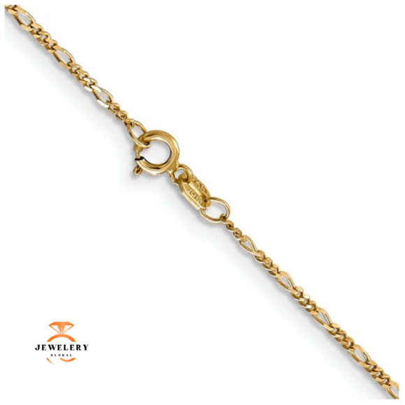 14KT YELLOW GOLD 1.25MM FIGARO CHAIN NECKLACE-5 LENGTHS - Image 3