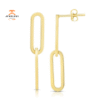14KT YELLOW GOLD DOUBLE PAPERCLIP LINK DANGLE EARRINGS