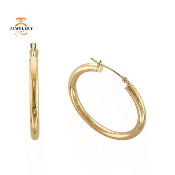 14KT YELLOW GOLD POLISHED HOOP EARRINGS