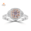 18KT TWO-TONE GOLD .72 CTW PINK DIAMOND DOUBLE HALO RING