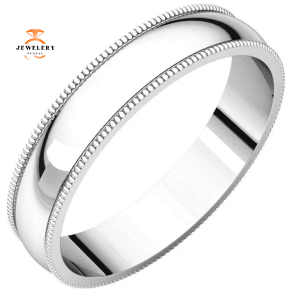 WOMEN'S 14KT GOLD 4MM LIGHTWEIGHT MILGRAIN WEDDING BAND - Image 3