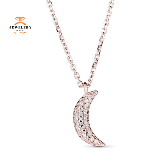 EMILIQUE 14KT GOLD 1/20 CTW DIAMOND CRESCENT MOON NECKLACE - Image 3