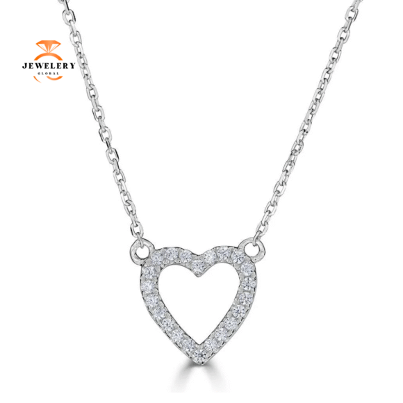 EMILIQUE PETITE 14KT GOLD .08 CTW DIAMOND OPEN HEART NECKLACE