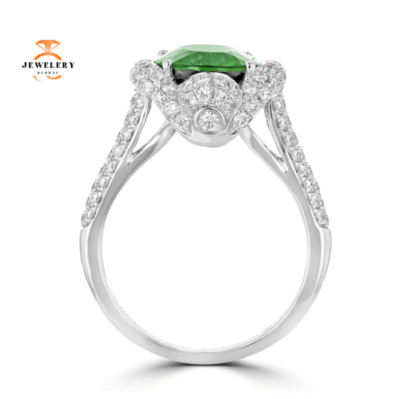 JULEVE 18KT WHITE GOLD 3.56 CT TOURMALINE & 0.85 CTW DIAMOND HALO RING - Image 3