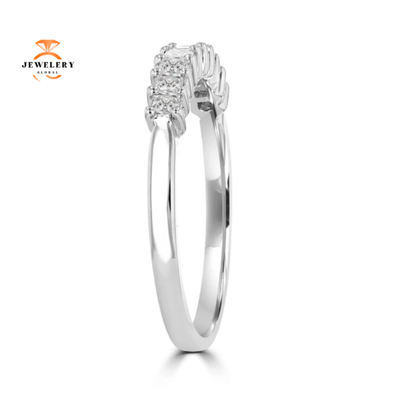 14KT White Gold 3/8 CTW Princess Cut Diamond Prong Set Band - Image 2