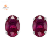 14KT WHITE GOLD OVAL RUBY EARRINGS