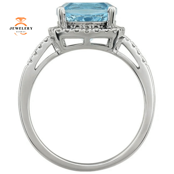 14KT WHITE GOLD SKY BLUE TOPAZ AND DIAMOND RING - Image 2