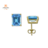 14KT YELLOW GOLD 6 CTW EMERALD CUT SWISS BLUE TOPAZ EARRINGS