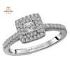 14KT WHITE GOLD 1/2 PRINCESS DIAMOND DOUBLE SQUARE HALO RING