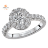 18KT 7/8 CTW Diamond French Pave Oval Halo Setting For 1 CT Oval