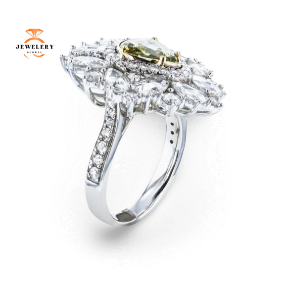 18KT WHITE GOLD 1.43CTW FANCY COLORED DIAMOND & 2.13CTW DIAMOND RING - Image 3