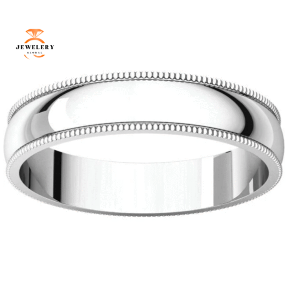 WOMEN'S 14KT GOLD 4MM LIGHTWEIGHT MILGRAIN WEDDING BAND - Image 4