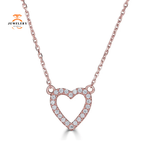 EMILIQUE PETITE 14KT GOLD .08 CTW DIAMOND OPEN HEART NECKLACE - Image 2