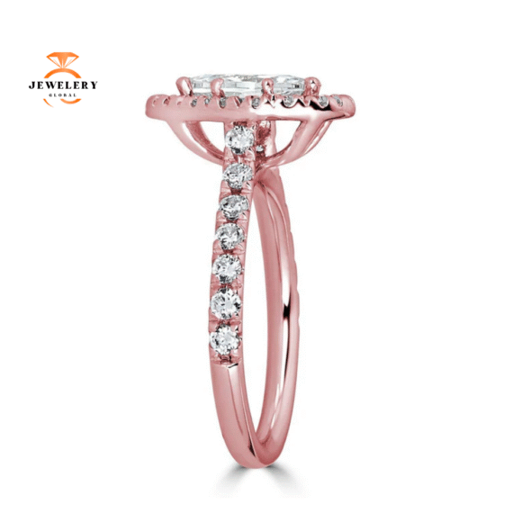 JULEVE 14KT GOLD 1.00 CTW DIAMOND MARQUISE HALO RING - Image 4