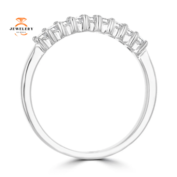 14KT White Gold 3/8 CTW Princess Cut Diamond Prong Set Band - Image 3